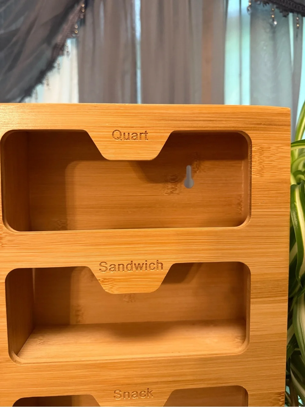Bamboo Kitchen Storage Organizer - Gallon, Quart, Sandwich & Snack Slots